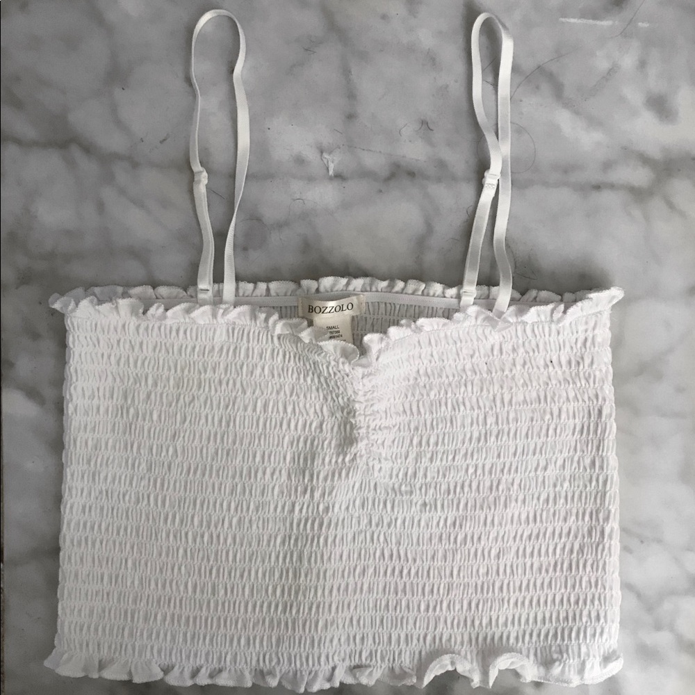 {bozzolo} White Smocked Crop Top - Picture 2 of 4